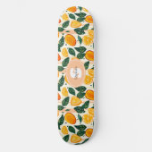 Levendig citrusvruchtenpatroon met groene bladeren persoonlijk skateboard (Voorkant)