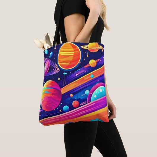 Levendig Cosmic Symphony-ontwerp Tote Bag (Dichtbij)
