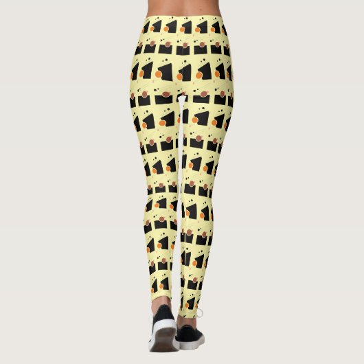 Levendig Crème Wit Abstract Patroon Leggings (Achterkant)