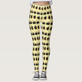 Levendig Crème Wit Abstract Patroon Leggings (Voorkant)