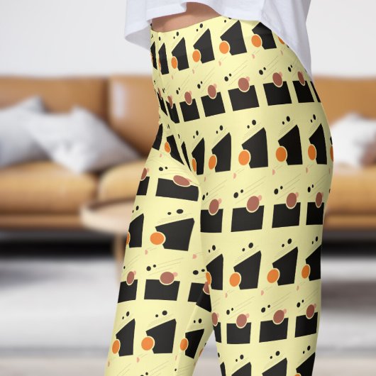 Levendig Crème Wit Abstract Patroon Leggings