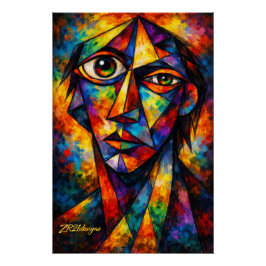 Levendig Cubistisch Gezicht Abstracte Moderne Kuns Perfect Poster