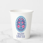 Levendig cultureel accent Blauw Oekraïens Pysanka  Papieren Bekers (Voorkant)