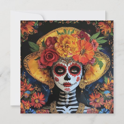 Levendig cultureel feest Dia de los Muertos Kaart (Voorkant)
