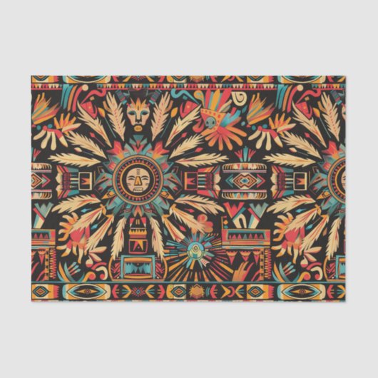 Levendig Cyaan "Aztec Dream" Decoratief Weefselpap Tissuepapier (Voorkant)