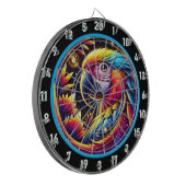 Levendig dartbord met Tropical Parrot Design (Voorkant Links)