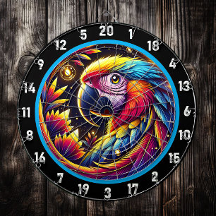 Levendig dartbord met Tropical Parrot Design