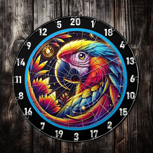 Levendig dartbord met Tropical Parrot Design