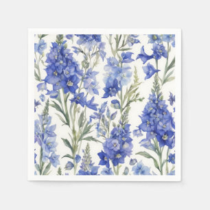 Levendig Delphinium Waterverf Patroon in Vet Blauw Servet