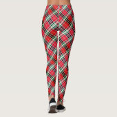 Levendig Diagonaal Kerstmis Plaid Rood Groen Leggings (Achterkant)