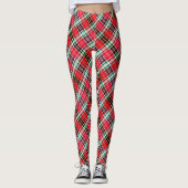 Levendig Diagonaal Kerstmis Plaid Rood Groen Leggings (Voorkant)