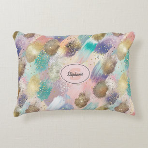 Levendig diagonaal penseelstreekpatroon accent kussen