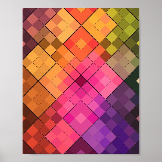 Levendig diamant mozaïek patroon poster (Voorkant)