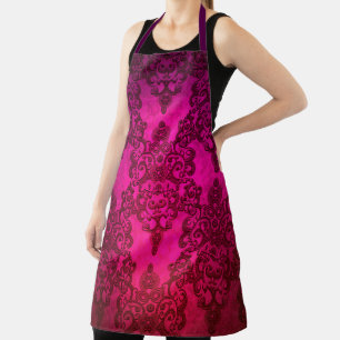 Levendig Diep Roze Vervuild Damast Boho Patroon Schort