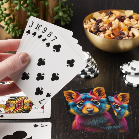 Levendig Dierenontwerp Kleurrijke Kunst Pokerkaarten (Insitu)