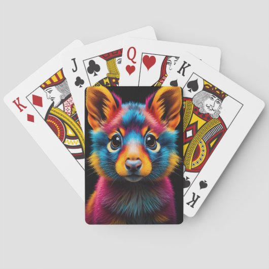 Levendig Dierenontwerp Kleurrijke Kunst Pokerkaarten (Achterkant)