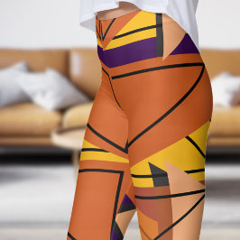 Levendig Donker Paarse Mozaïek Patroon Leggings