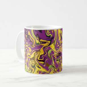 Levendig Draaiend Ontwerp met Gele en Paarse Tinte Koffiemok