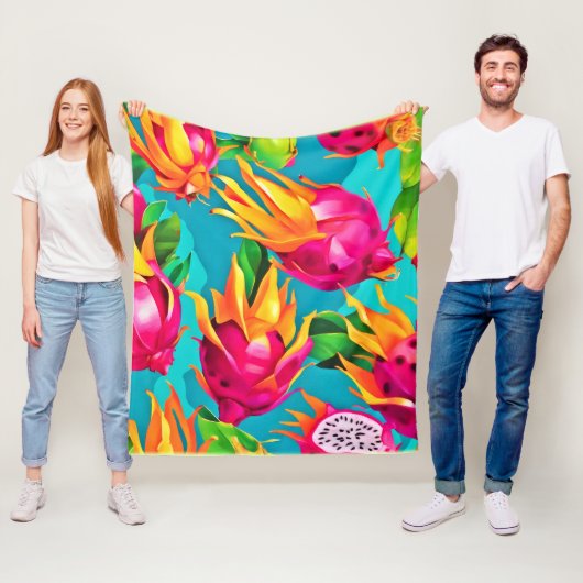 Levendig Dragoon Fruit Patroon Fleece Deken (In situ)