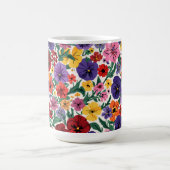 Levendig Driebloem Violet Botanisch Patroon Koffiemok (Center)