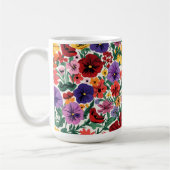 Levendig Driebloem Violet Botanisch Patroon Koffiemok (Links)