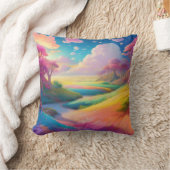 Levendig dromerig landschap in pastelkleuren kussen (Deken)