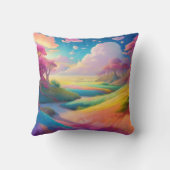 Levendig dromerig landschap in pastelkleuren kussen (Achterkant)