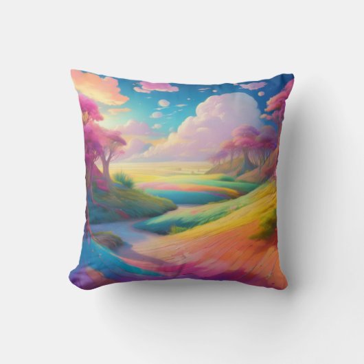 Levendig dromerig landschap in pastelkleuren kussen (Voorkant)