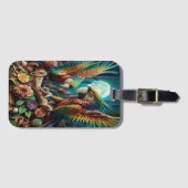 Levendig duo: papegaaien op tak bagagelabel (Voorkant (horizontaal))