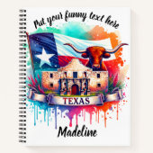 Levendig eerbetoon aan Texas met Alamo en Longhorn Notitieboek (Voorkant)