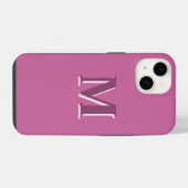 levendig effen roze monogram iPhone hoesje (Achterkant horizontaal)