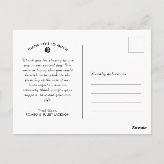 Levendig Elegant 4 Foto Collage Weddenschap Dank j Briefkaart (Achterkant)