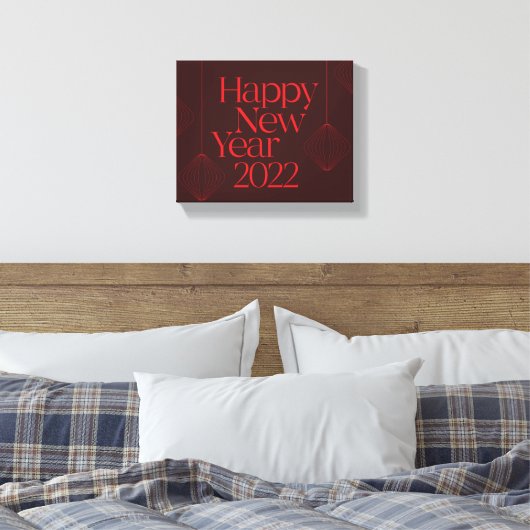 Levendig, elegant, cool, gelukkig nieuwjaar 2022 o canvas afdruk (Insitu (Slaapkamer))