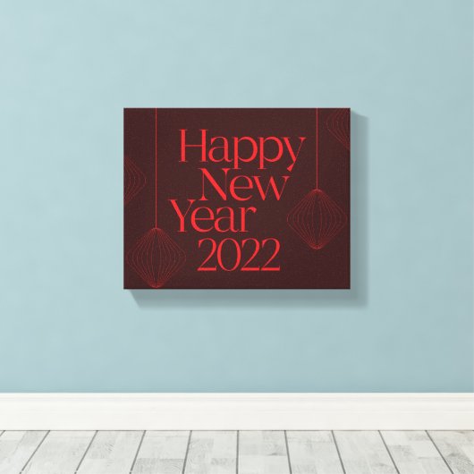Levendig, elegant, cool, gelukkig nieuwjaar 2022 o canvas afdruk (Insitu (Houten vloer))