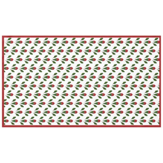 Levendig Elegant Patroon Rode Rozen, Groene Holly  Tafelkleed (Voorkant (Horizontaal))