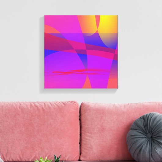 Levendig en kleurrijk geometrisch ontwerp canvas afdruk (Insitu (Woonkamer))