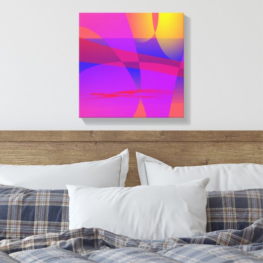 Levendig en kleurrijk geometrisch ontwerp canvas afdruk (Insitu (Slaapkamer))