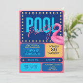 Levendig en leuk zwembad verjaardagsfeest kaart (Staand voorkant)