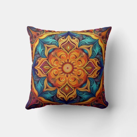 Levendig en Mandala kunstwerk Kussen (Achterkant)