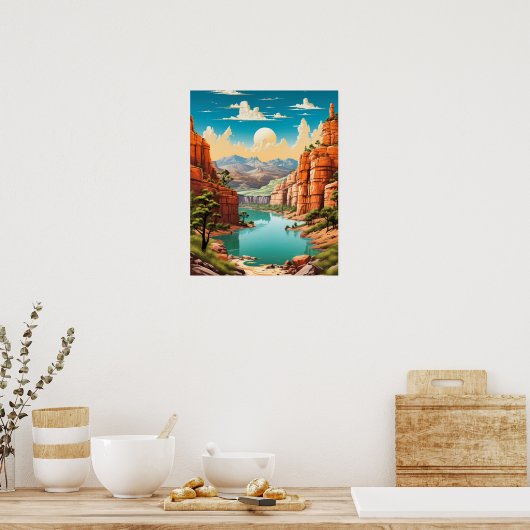 Levendig en Retro Grand Canyon Art Poster (Keuken)