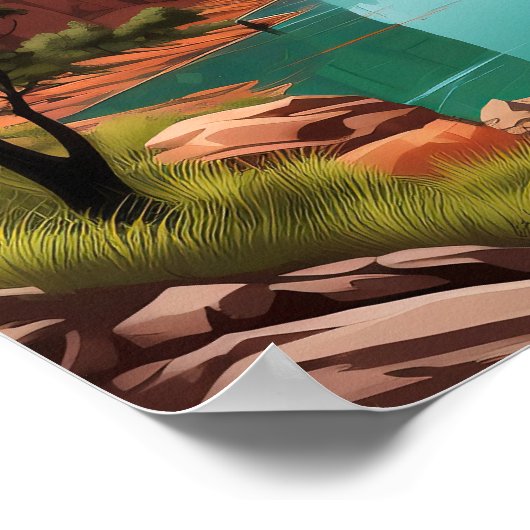 Levendig en Retro Grand Canyon Art Poster (Hoek)