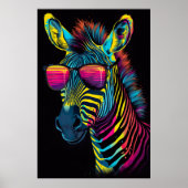Levendig en Strak Kleurrijk Zebra Poster (Voorkant)