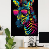 Levendig en Strak Kleurrijk Zebra Poster (Thuiskantoor)