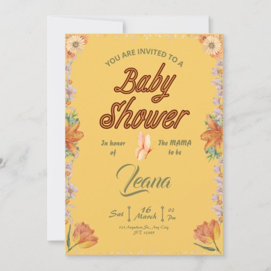 levendig en vreugdevol Kleurrijk Bloem Baby shower Kaart (Voorkant)