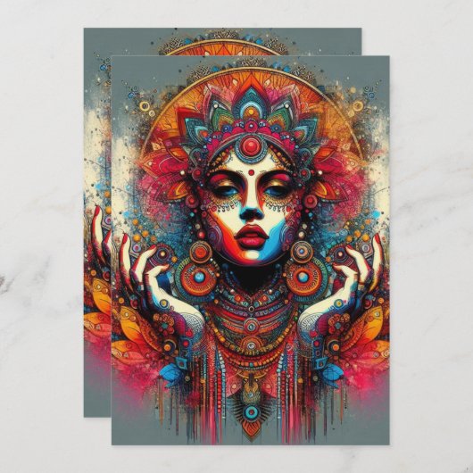 Levendig esthetisch portret feestdagenkaart (Voorkant / Achterkant)