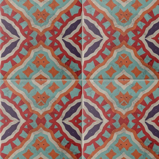 Levendig etnisch noodlijdend geometrisch patroon tegeltje