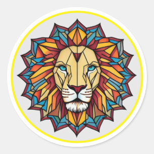"Levendig evenwicht leeuw geometrische kunst" Ronde Sticker