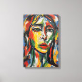 Levendig expressionistisch Abstract vrouwenportret Canvas Afdruk (Voorkant)