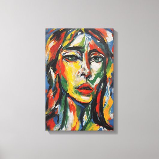 Levendig expressionistisch Abstract vrouwenportret Canvas Afdruk (Voorkant)