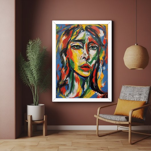 Levendig expressionistisch Abstract vrouwenportret Perfect Poster
